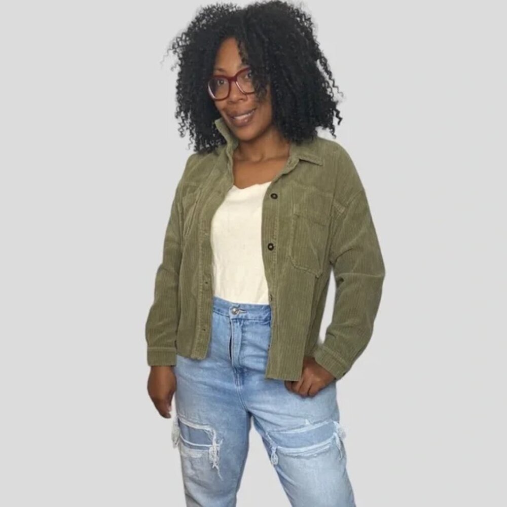 Zara Corduroy Shacket Button Front Boxy Oversize